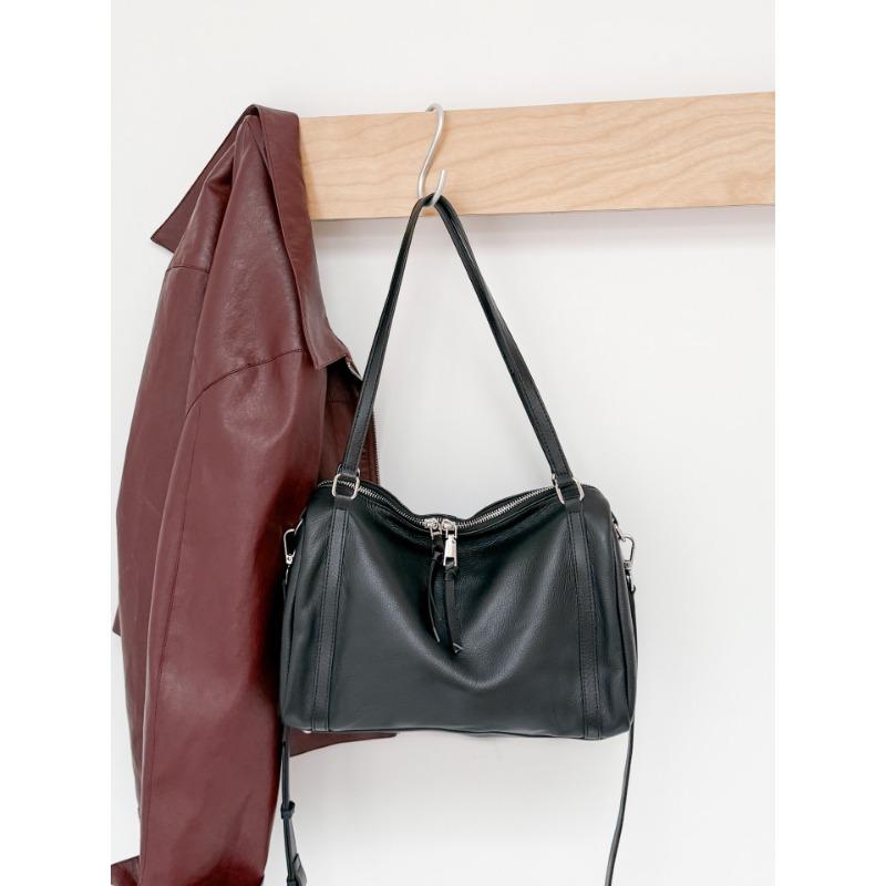 Ladies' Bag Single-shoulder Retro Boston Large Capacity Genuine Leather Large Bag