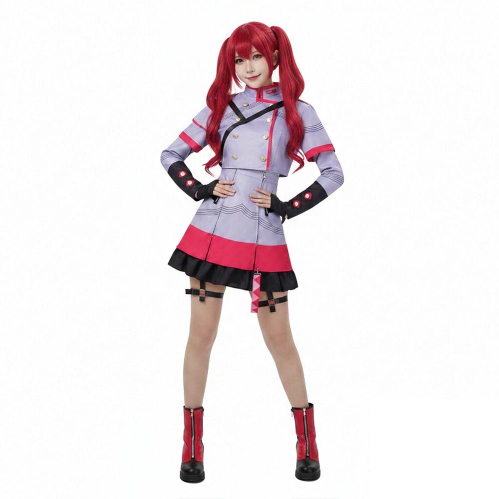 Anime Cosplay Costume Military Uniform Cosplay Costumes For Women Purple Red Full Set With Accessory Halloween Conventions
