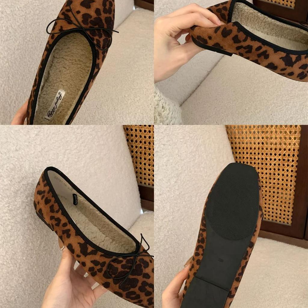 Fashion Bailamos Slip On Women Fur Flats Fashion Elegant Butterfly-knot Autumn Furry Shoes Classics Ladies Comfort Soft Sole Mary Jane S