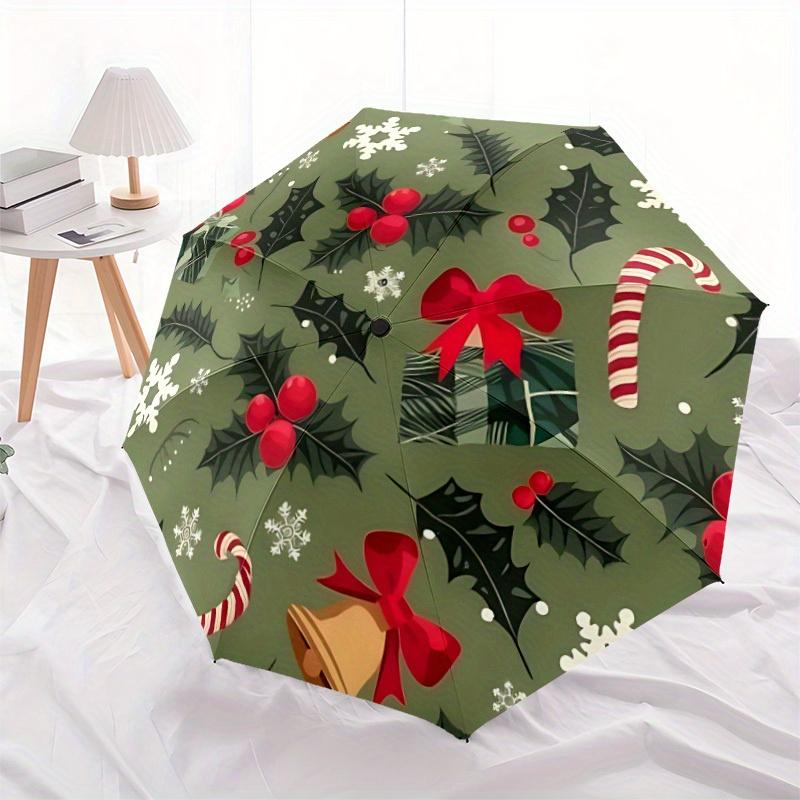 1pc Christmas Decorations Automatic Open/Close Umbrella with One Touch Button,, Windproof Design   Lightweight Portable Umbrella for Women & Men6094