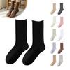 Stretchy Calf Friendly Socks Women Mid-Length Crew Socks, Casual Loose Cuff Mittens, Comfortable Stackable Mid Length Cotton Breathable Solid