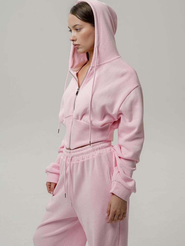 Women's Casual Solid Color Hoodie & Lace-up Pants Two-Piece Set