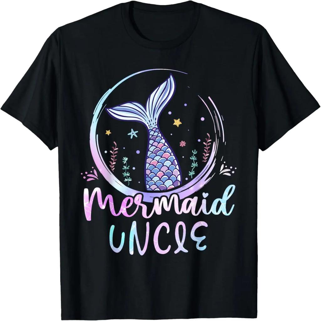 Herren Meerjungmann Onkel T-Shirt Geburtstag Meerjungmann Männer Strand Meerjungfrauenschwanz T-Shirt