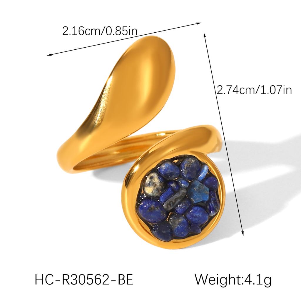 Three Kinds Of Stainless Steel Rings Geometric Shape Gold Plated Broken Pattern Lapis Lazuli Ring Finger Decoration Accessories