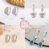 925 Silver Ear Buckles White Zircon Crystal Earrings for Women Vintage Silver Hoop Earrings Luxury Wedding Jewelry Gift