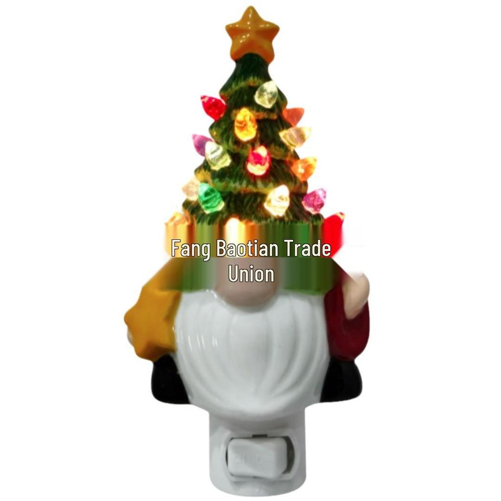 Certified European Plug-in Resin Christmas Tree Wall Lamp for Living Room and Study