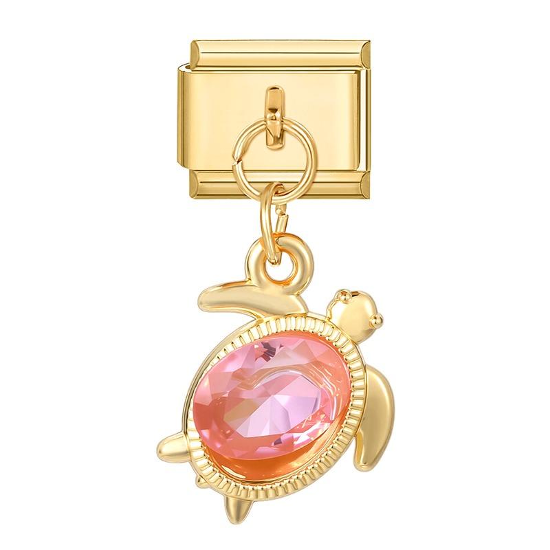 New Y2K Gold Color Butterfly Moon Bow Shell Star Pearl Pendant Italian Charm Link Fit 9mm Stainless Steel Bracelet DIY Making