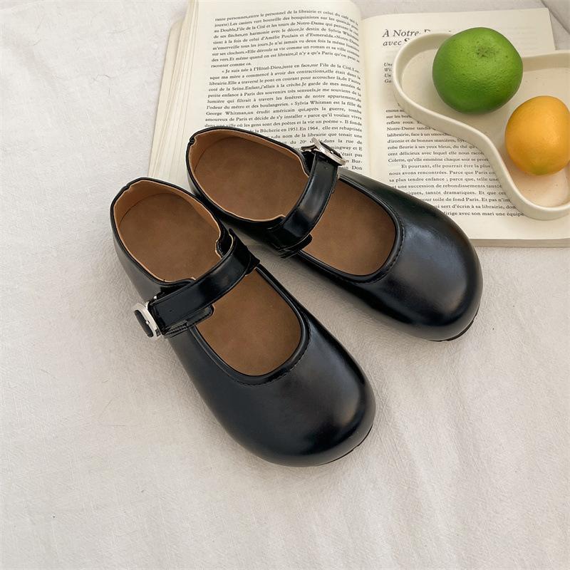 Red French Inner Height Increase Mary Jane Single Shoes Women's 2025 New Summer Versatile Round Head Shallow Mouth Soft Sole Beanie Shoes