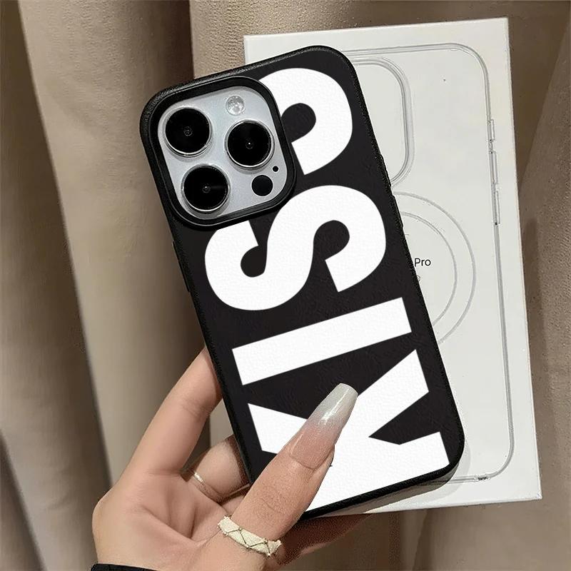 Personalized English Letters Kiss Lychee Grain Phone Case for iPhone 17 AIR 16 15 14 13 12 11 PRO MAX PLUS Y2K Shockproof Cover