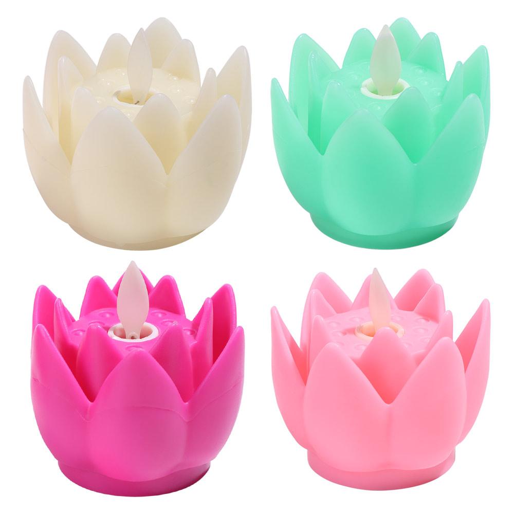 Creative Lotus Lamp Plastic Tea Lights Indoor Outdoor Lighting LED Night Light  Temple