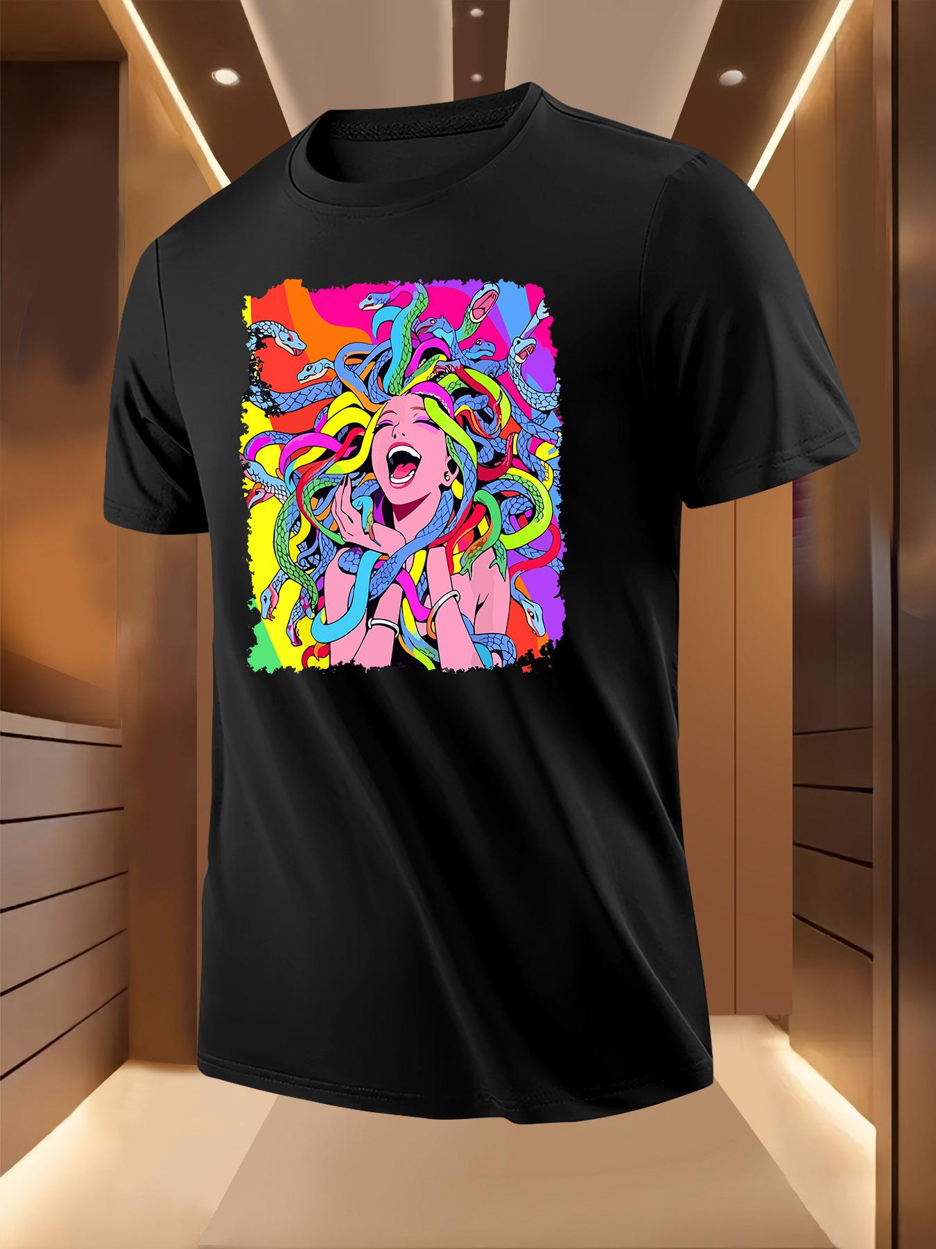 Graphic Tshirt - Vibrant Medusa Laughing Print S