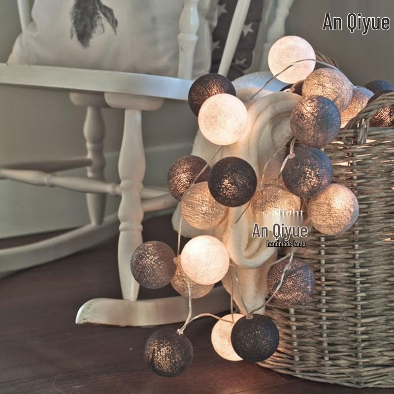 LED Rattan Cotton Ball Fairy Lights for Christmas & Bedroom Decor