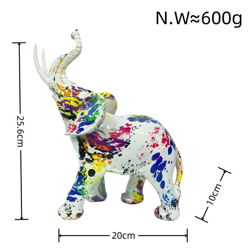 New Creative Resin Crafts Graffiti Colorful Elephant Ornaments Home Decor Living Room Foyer Desktop Ornaments Decorative Gifts