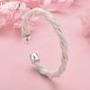 925 Sterling Silver Adjustable Twist Bracelet Wedding Jewelry