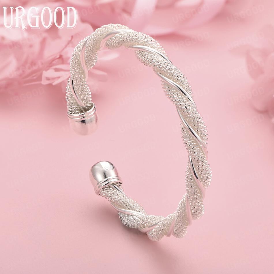 925 Sterling Silver Adjustable Twist Bracelet Wedding Jewelry