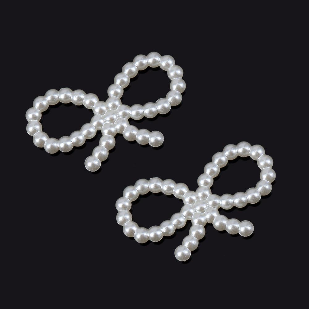 50pcs Resin Accessories Bowknot Love Heart for Jewelry Making DIY Findings White Imitation Pearl Beads Bowknots Hair Accessories