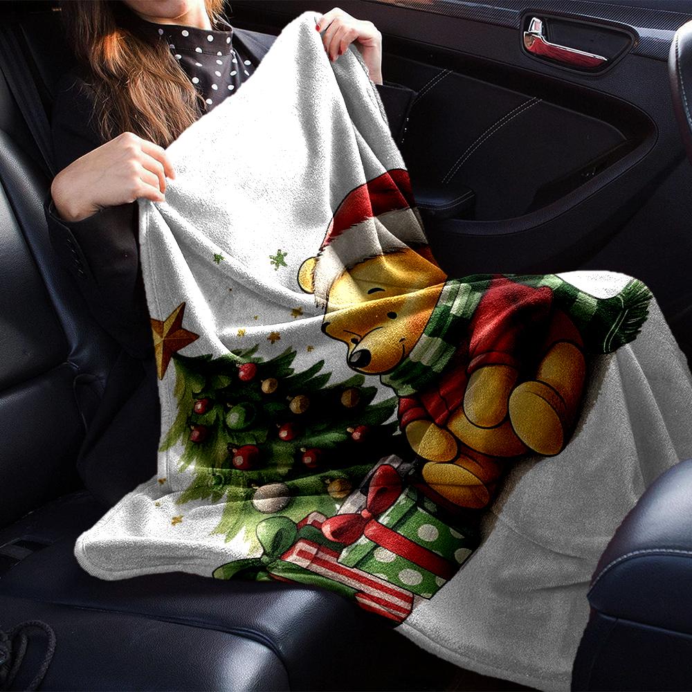Christmas Winnie Pooh Blanket Soft Throw Blanket For Home Bedroom Bed Sofa Travel Office Solid Christmas Blanket