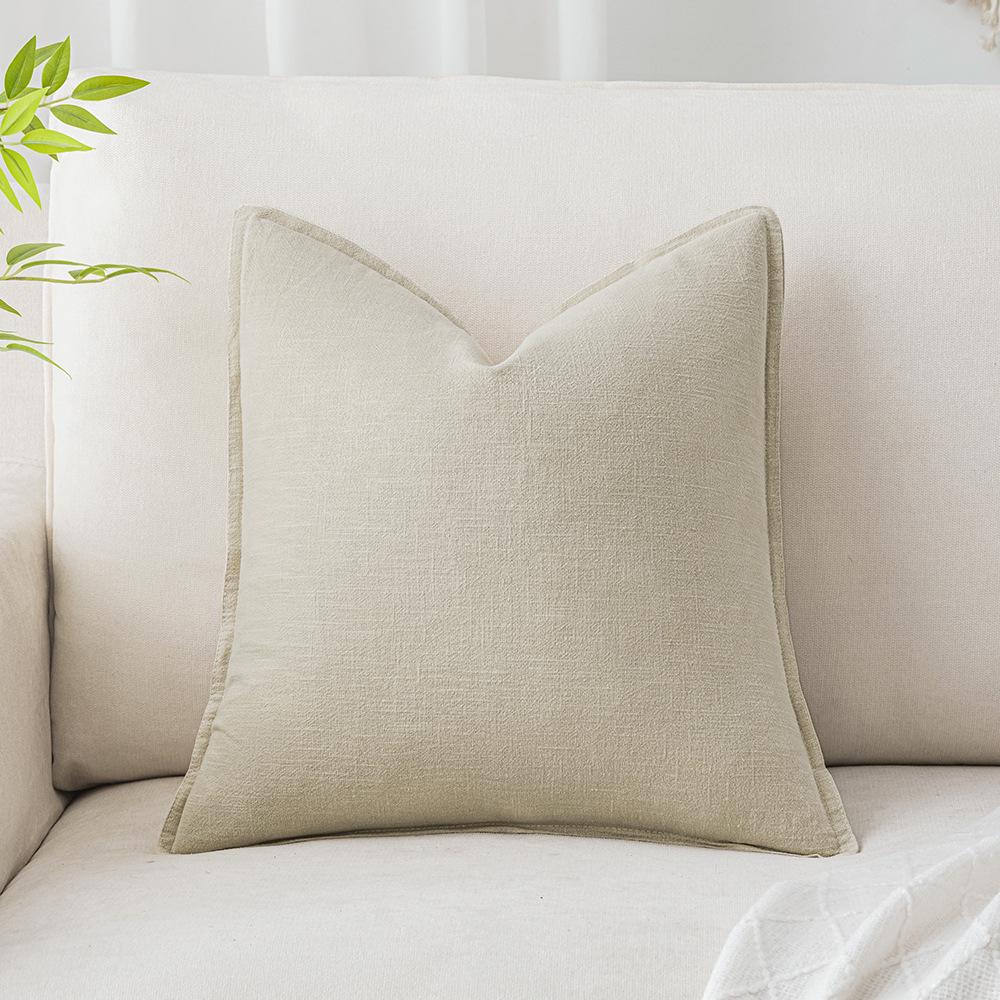 New Cotton and Linen Pillows Living Room Sofa Pillow Solid Color Linen Pillow Office Seat Waist Cushion