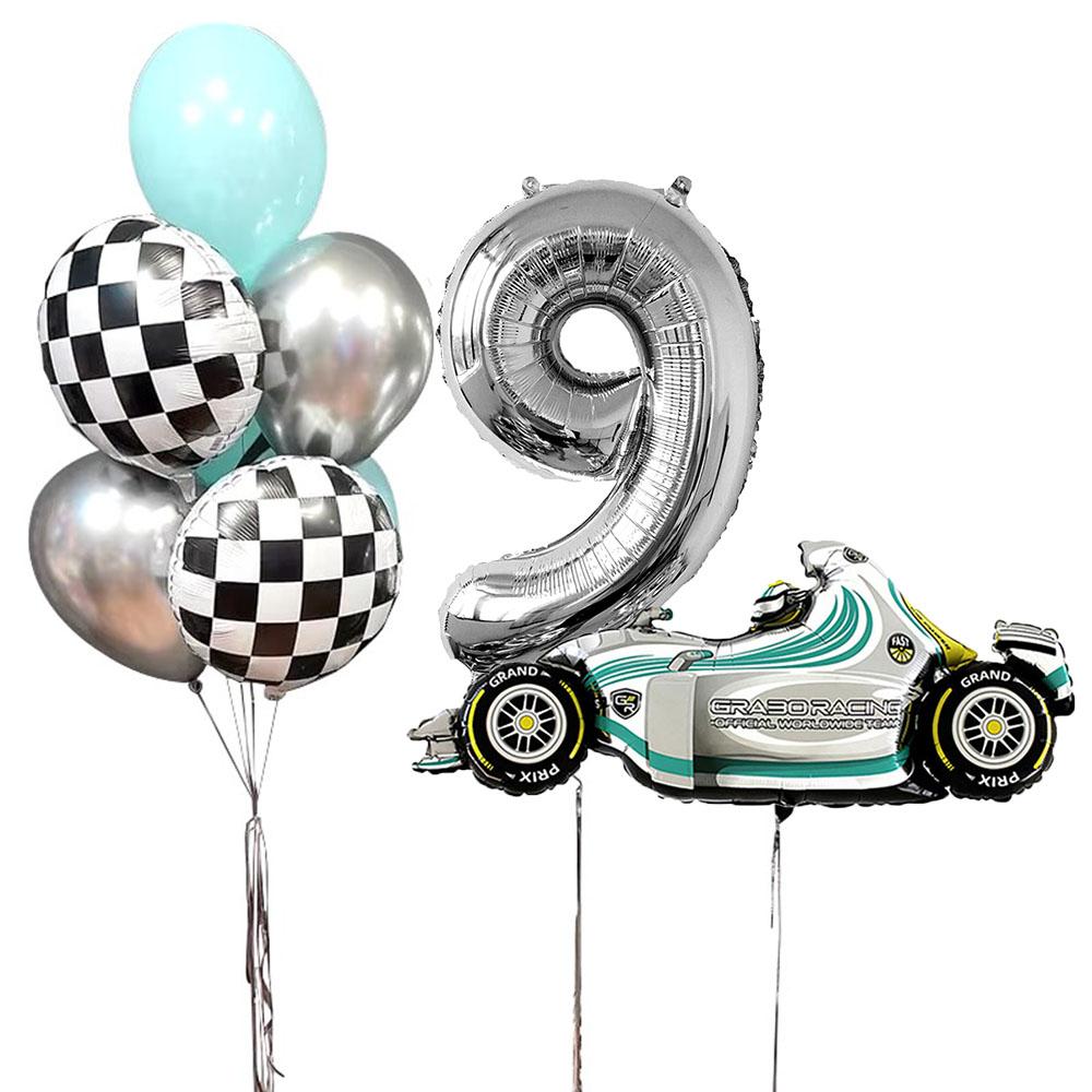

9 шт. Фольгированный шар в виде гоночной машины 32 дюйма Числа 123 Гелиевые шары Круглые Шины Глобос Украшения для вечеринки на день рождения ребенка As the picture