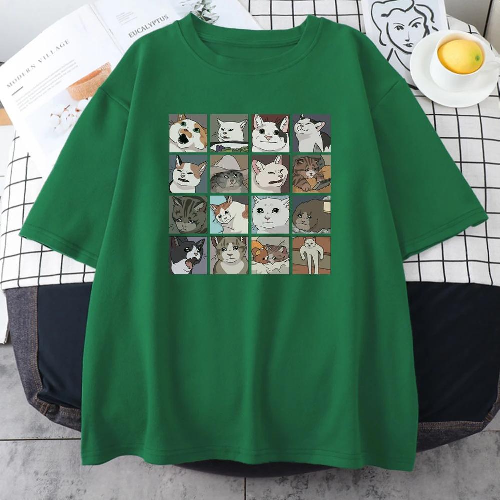Cats Puzzle Creativity Printed Men T-Shirts Beach Breathable Funny Clothing Oversize Casual Cotton Tops Mans Short Sleeve