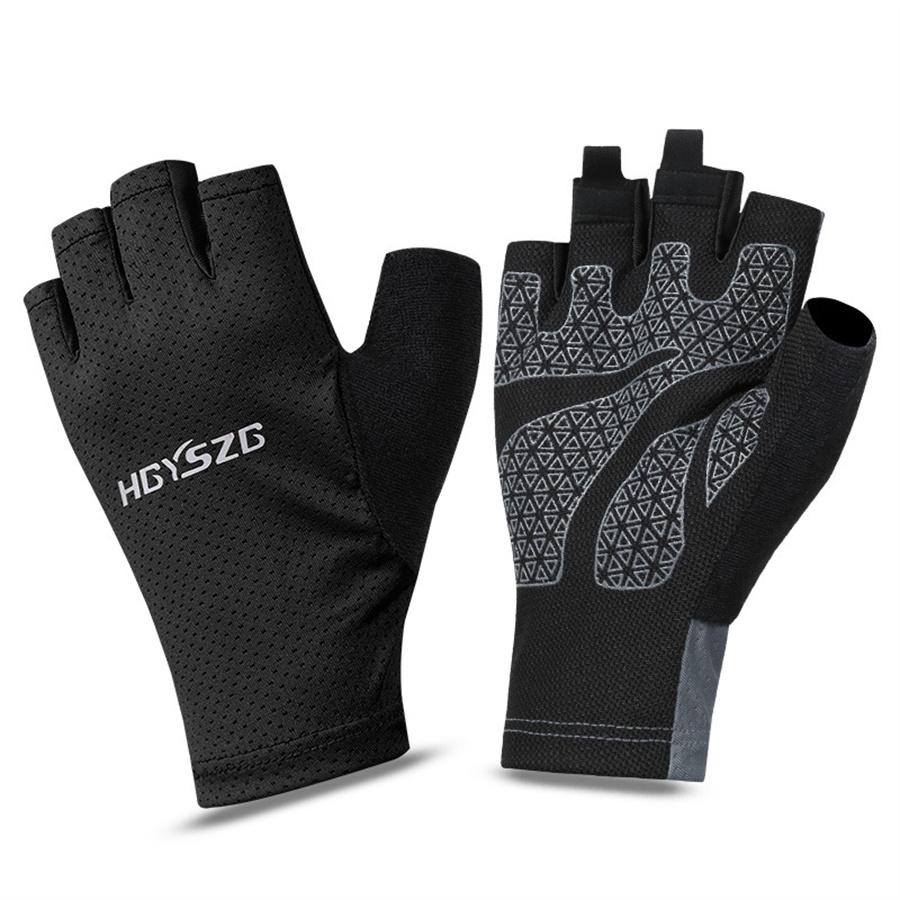 Lightweight Anti-Slip Fingerless Gloves, Quick Dry Gloves for Cycling, Gym & Outdoor Sports L