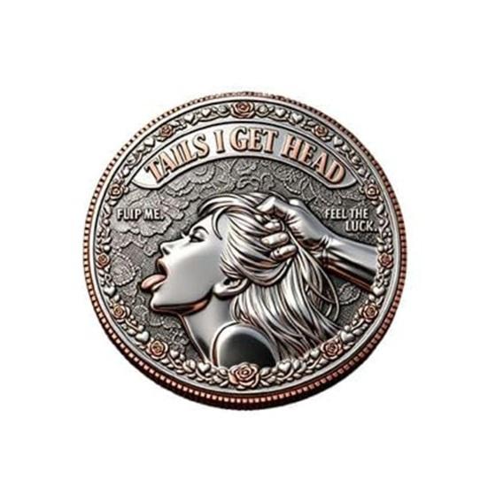 Heads I Get Tail/Tails I Get Funny Head And Head Commemorative Coin Challenge Coin Tail Double-Sided Cheeky Lucky