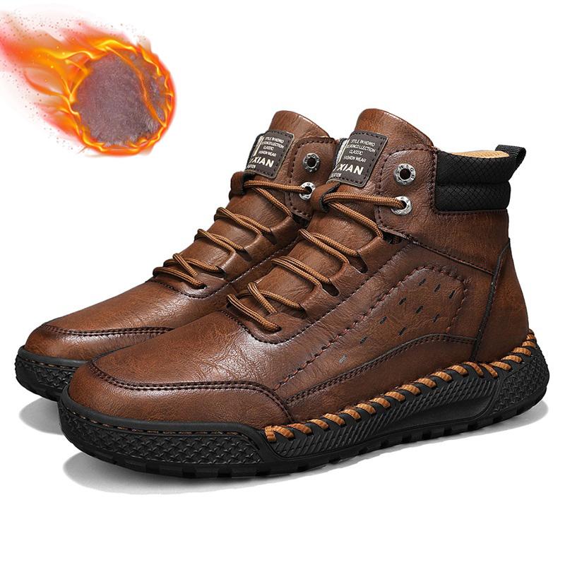 

Мужская обувь для отдыха в стиле ретро, осенне-зимние мужские ботинки из коровьего спилка, удобные мотоциклетные ботинки, зимние ботинки 44