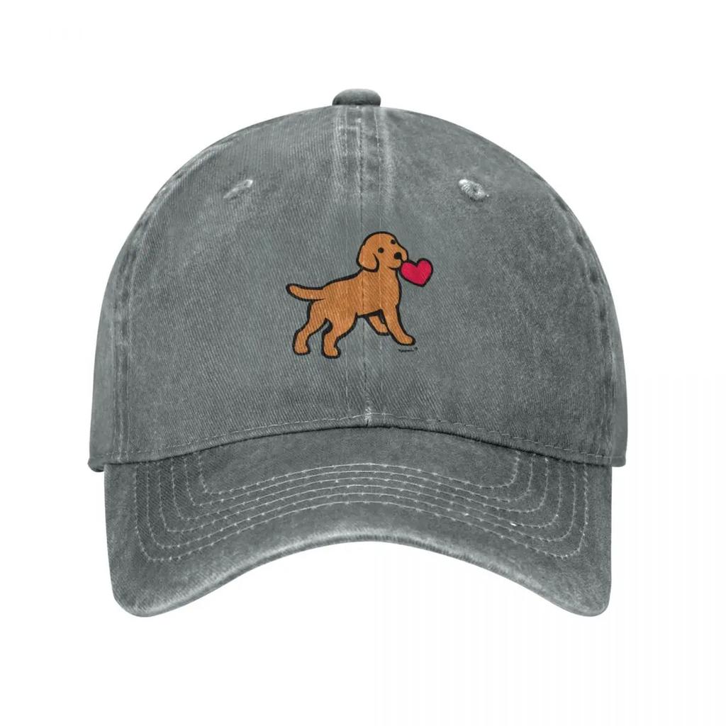 Fuchsrote Labrador Welpen mit einem kleinen Herz Baseballkappe Anglerhut Hüte für Unisex Wild Ballhut Unisex Damen