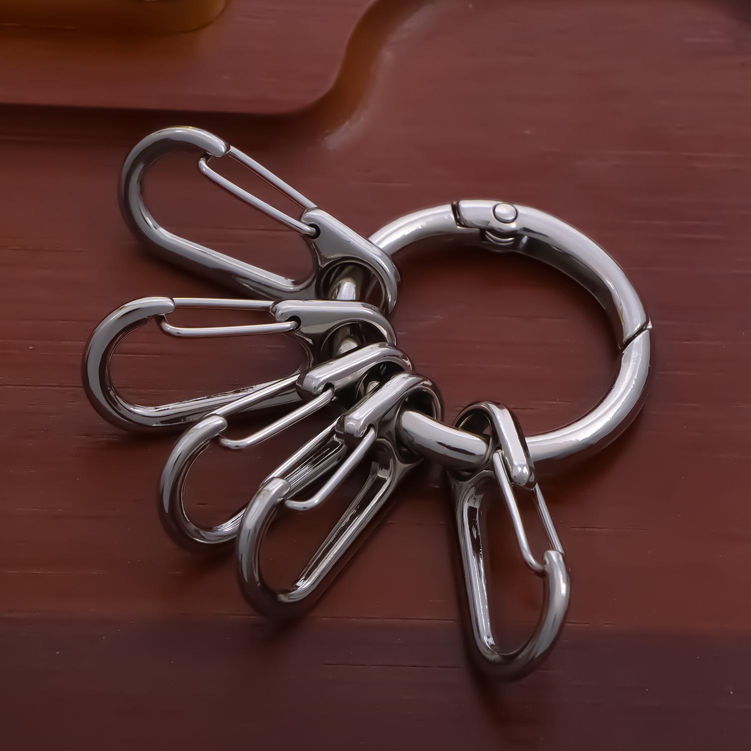 

Металлические пружинные застежки с кольцом O с 5 пряжками-крючками для самодельных открывающихся круглых карабинов-брелоков с пряжками-крючками серебряный