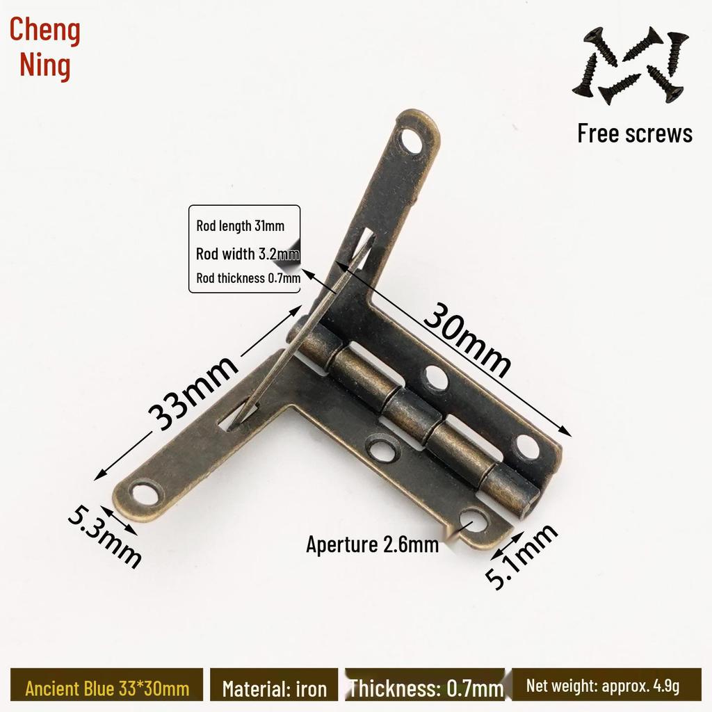 Retro Wooden Box Seven-Character 90° Iron Hinge - Small Leaf Hinge for Airplane-Style Hardware