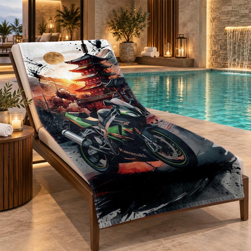 Beach Towel with Kawasaki Design, Quick Dry Lightweight Towel for Swimming Pool Travel
