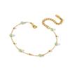 Ins Summer Fresh and Sweet Green Round Glass Bead Bead Partition Bracelet Women's Plated 18k Gold Waterproof Jewelry Jewelry