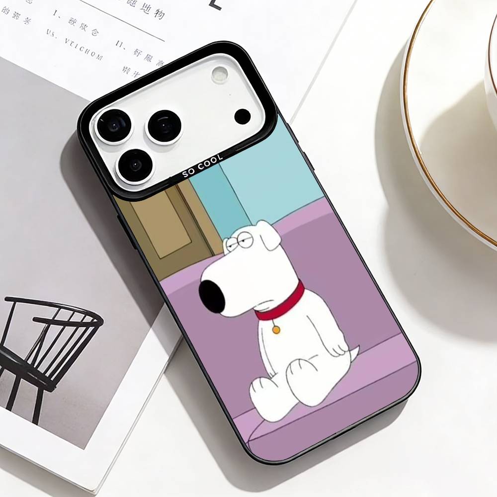 

Прекрасный чехол для телефона B-Brian G-Griffin для iPhone17,16,15,14,13,12,11 Plus,Pro Max Черная рамка Посеребренная крышка iPhone16plus