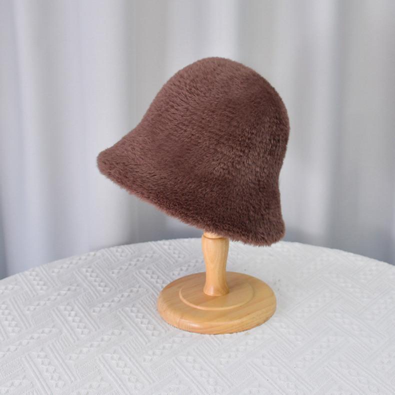 Polyester Winter Fleece Bucket Hat With Windproof And Warmth For Women
