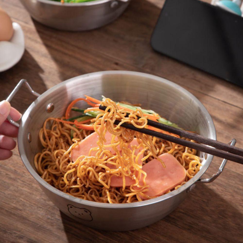 Doubel/Single Handle Korean Noodle Bowl 304 Stainless Steel Salad Bowl Seafood Rice Pot  Picnic