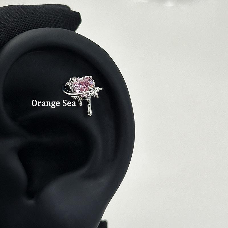 Блестящий Звездопад Титановая Сталь Сердце Цирконий Ушной Кафф и Серьги-Гвоздики для Женщин