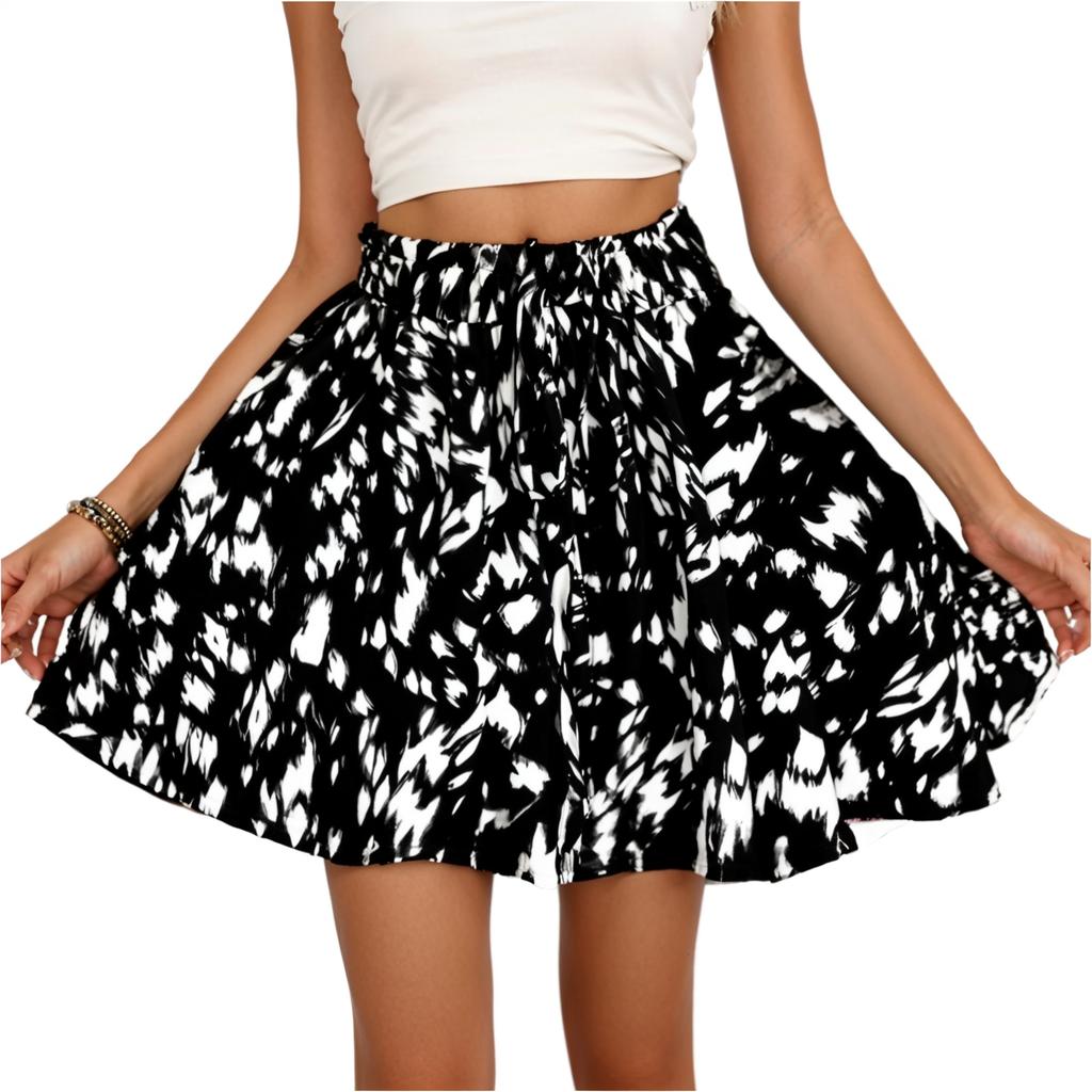 Women's Summer Casual Comfortable Lightweight High-Waisted Linen Drawstring Printed Shorts