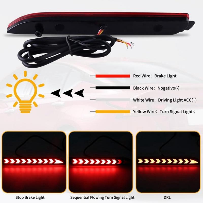 LED Rear Bumper Brake Tail Light Sequential Turn Signal Lamp For Toyota Camry Vellfire Innova Alphard Lexus RX300-A58X