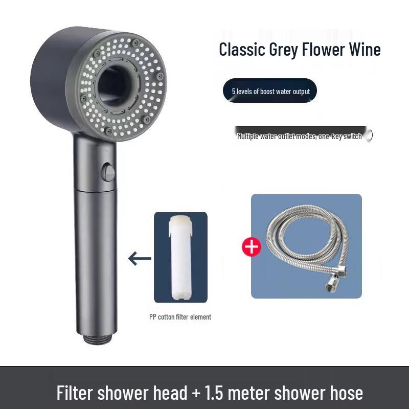 

LANGZHIWEN 5-Gear Adjustable Pressurized Handheld Shower Head Set
