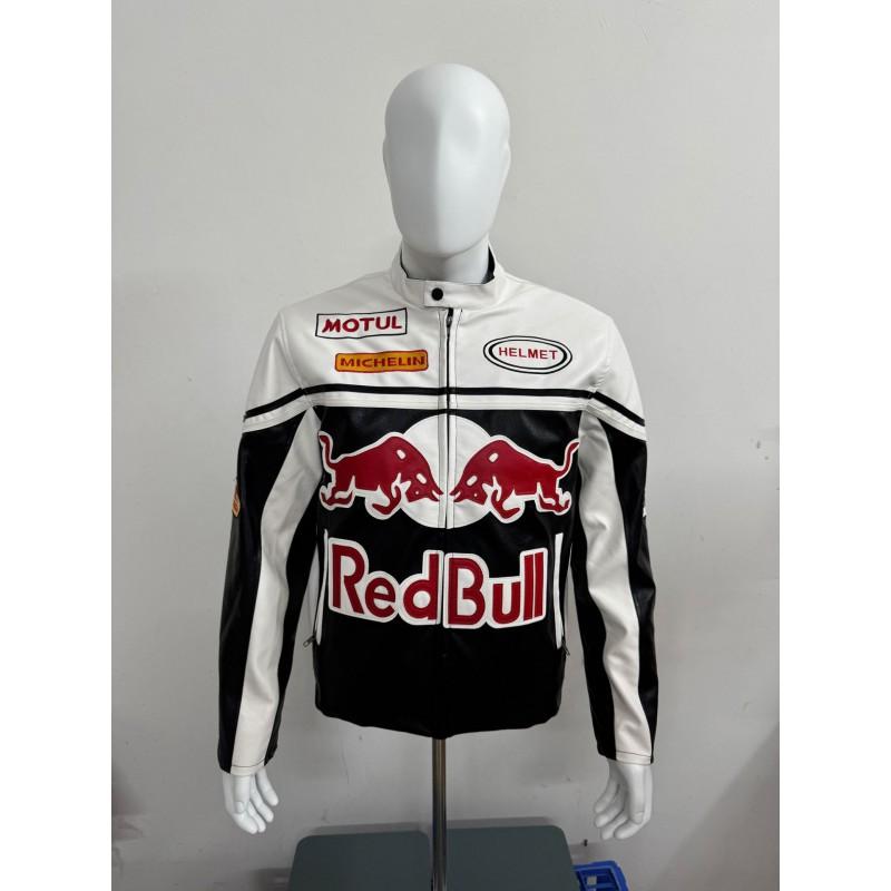 Mens PU Leather Racing Jacket Cycling