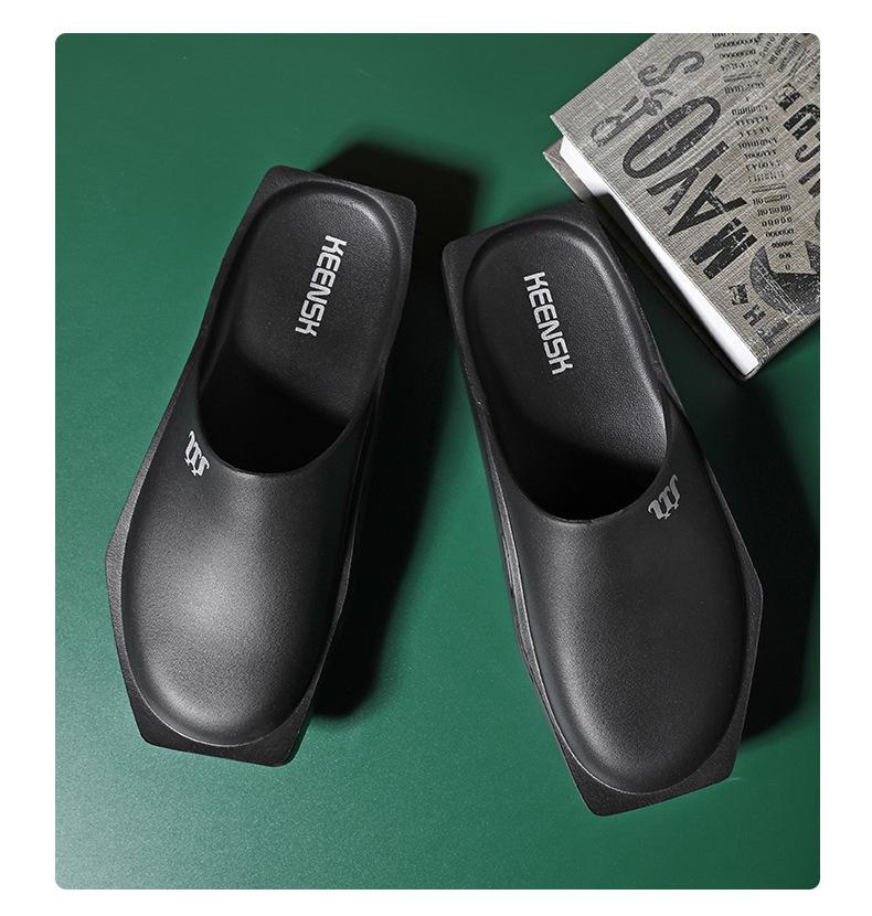 

Мужские сандалии в панк-стиле, шлепанцы на массивной платформе с дерзким угловатым дизайном, нескользящие уличные тапочки для повседневного комфорта 44 чёрный