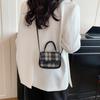 Vintage Plaid Crossbody Bag for Women Mini Tweed Handbag Retro Shoulder Bag Small Square Messenger Purse with Top Handle