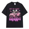 Get In Loser We Going Therapy Letters Raccoon Printed Women T-Shirts Clothing Summer Tshirt