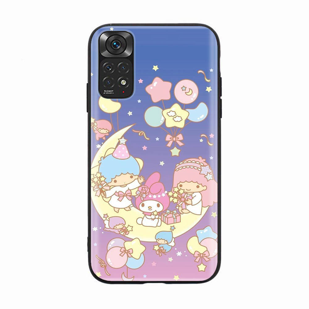 Black Case for Samsung Note 20 Lite S24 Ultra S23 A03 A05 A06 A11 A71 A15 A16 A13 A24 A25 A33 A52 A53 A50 M55 M35 Plus H-33 Little Twin Stars