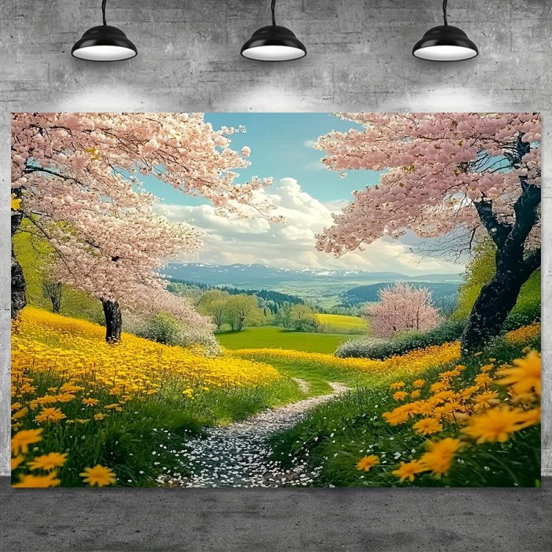 One 2D flat banner vibrant spring park design perfect for party backdrop decoration no power required. Wsj
