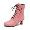 Fashion Autumn New Lace Up Ladies High Heel Shoes Strange Steampunk Boot Victorian Ankle Boots Women Pointed Toe Thick Soled Short Boots