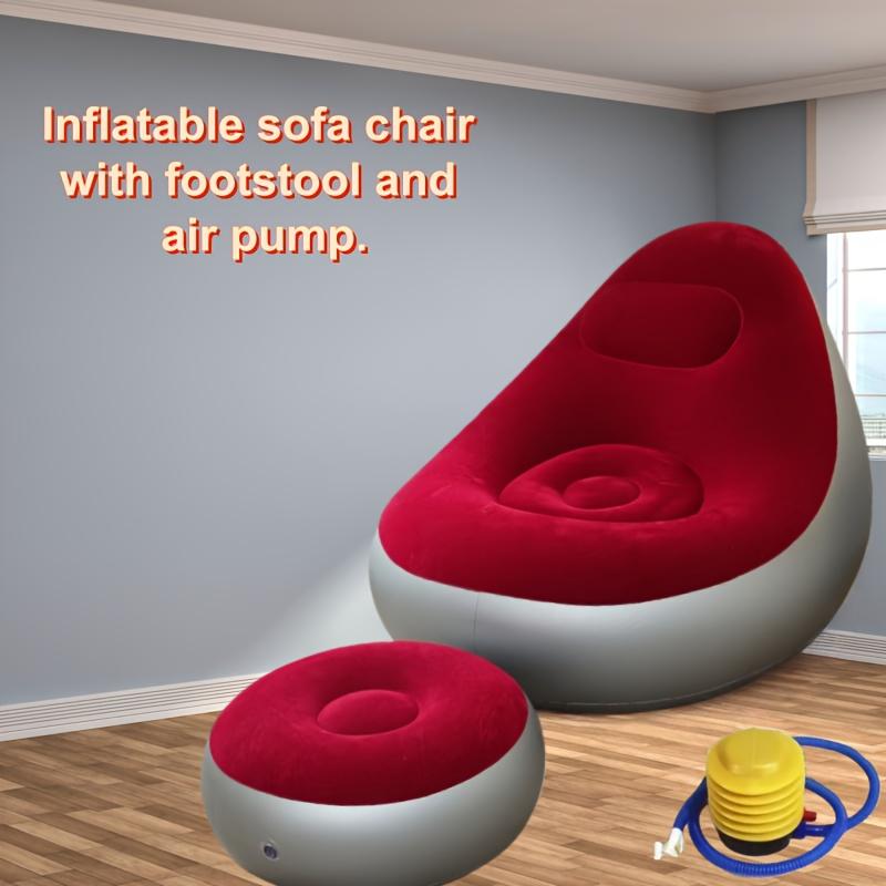 Thickened Inflatable Lounger Set with Footrest and Air Pump, Foldable Reclining Sofa for Home and Outdoor Use