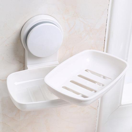 Wall Mounted Soap Dish for Shower Suction Cup Bar Soap Holder Self Draining Removable Sponge Holder for Bathroom Bathtub Kitchen Sink