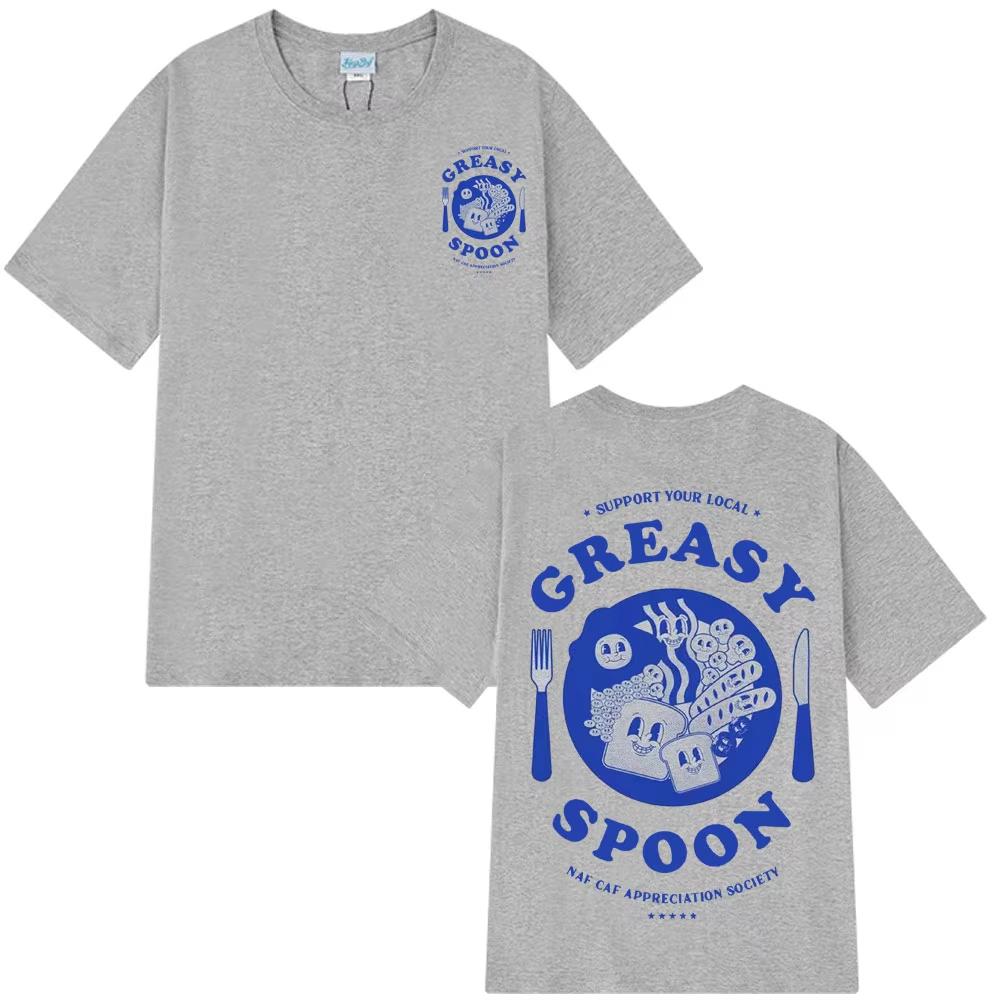 Funny Greasy Spoon Breakfast Graphic Design Fashion Hot Sale T-shirts Men Women Hip-hop Oversized T-shirts Summer Cotton T Shirt
