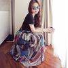 Korean Fashion Chiffon V Neck Maxi Dresses Women Floral Long Dresses